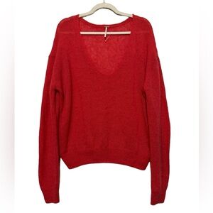 Free People Alpaca Wool Gossamer Knit Oversized Vneck Sweater